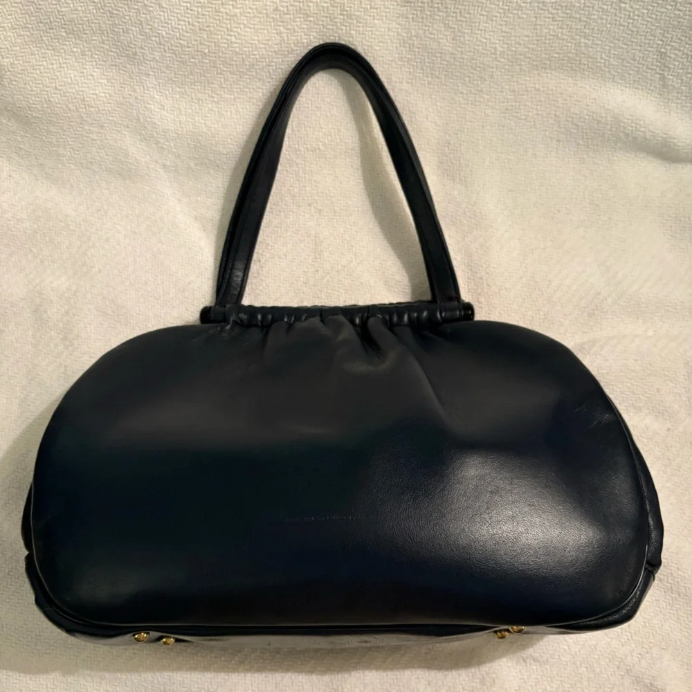 Classic Black Leather Satchel Handbag